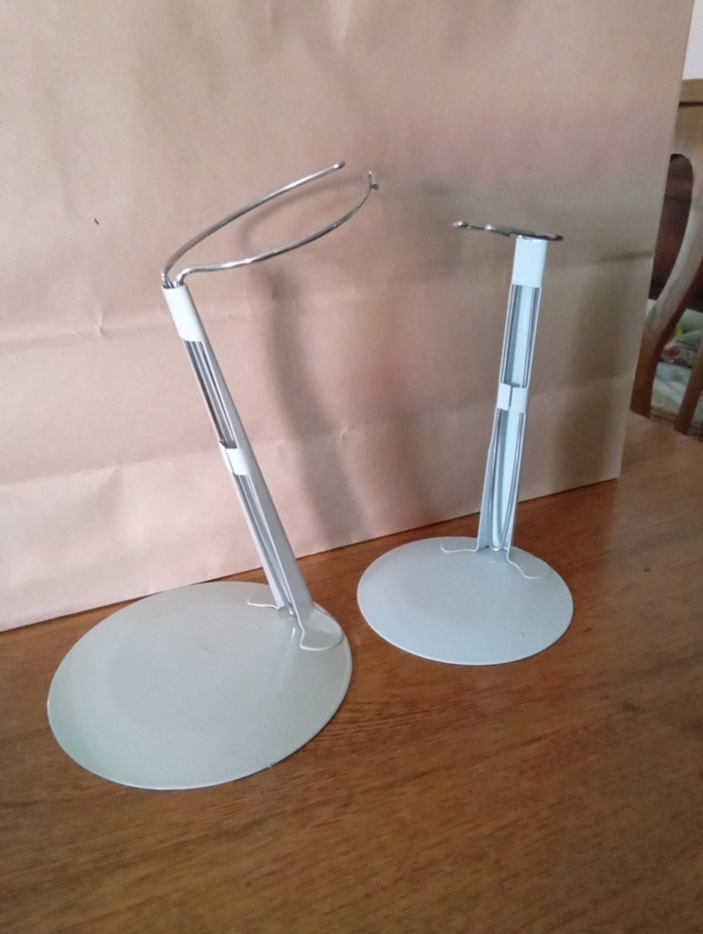2 Adjustable White  Doll Stands